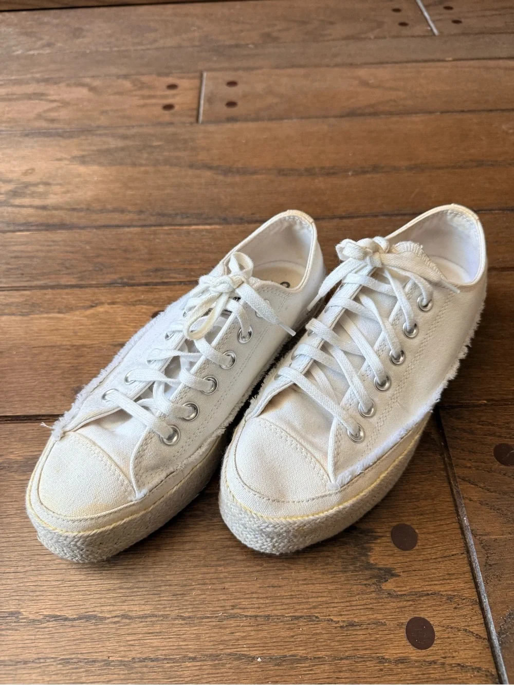 Converse All Star Lift Espadrille Platform Sneakers White Canvas Women’s 7 - Picture 2 of 6